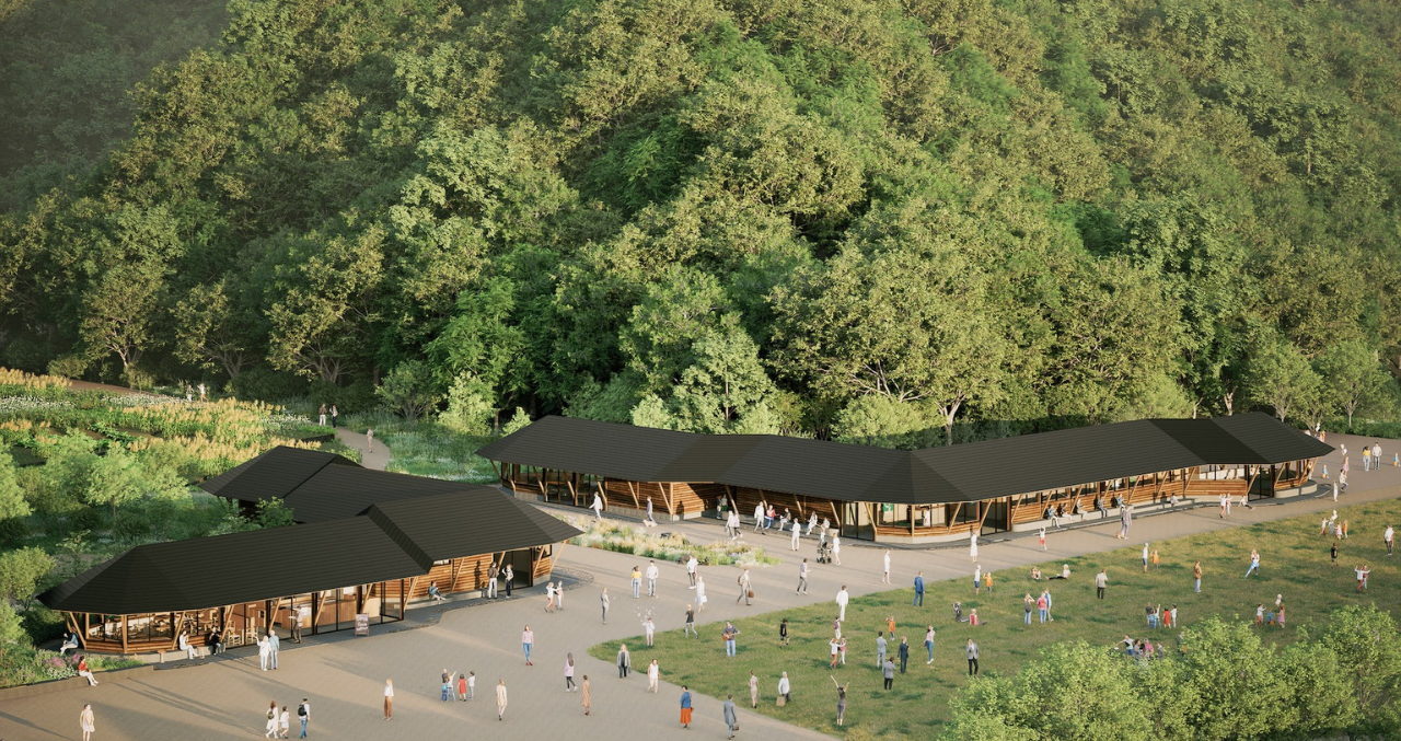 MEZAME VALLEYの施設を上空から見た完成予想イメージ