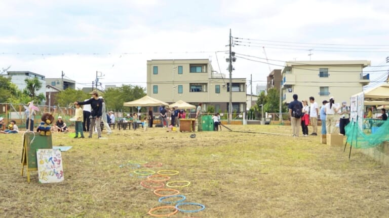 代沢せせらぎ公園の拡張区域で行った試行体験日の様子